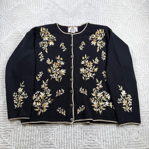 Tiara International Sweaters - VTG Tiara International Cardigan Womens L Floral Academia Sweater Grandma Y2k